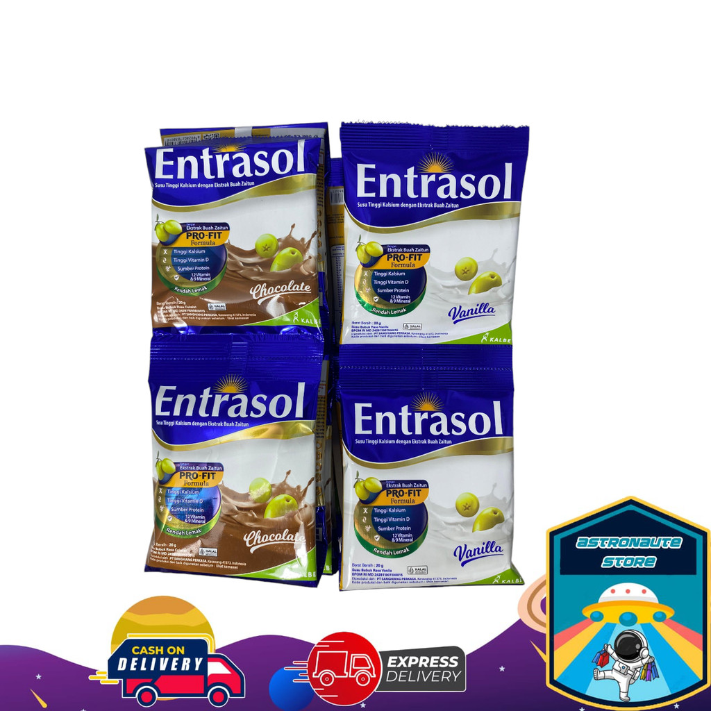 Jual ENTRASOL Susu Tinggi kalsium Rasa Coklat dan Vanilla 20Gr X 10 ...