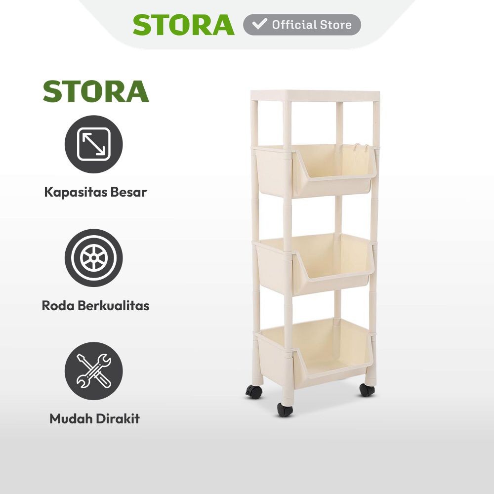 Jual Stora Rak Troli 4 Tingkat - Putih Ivory Tempat Penyimpanan ...