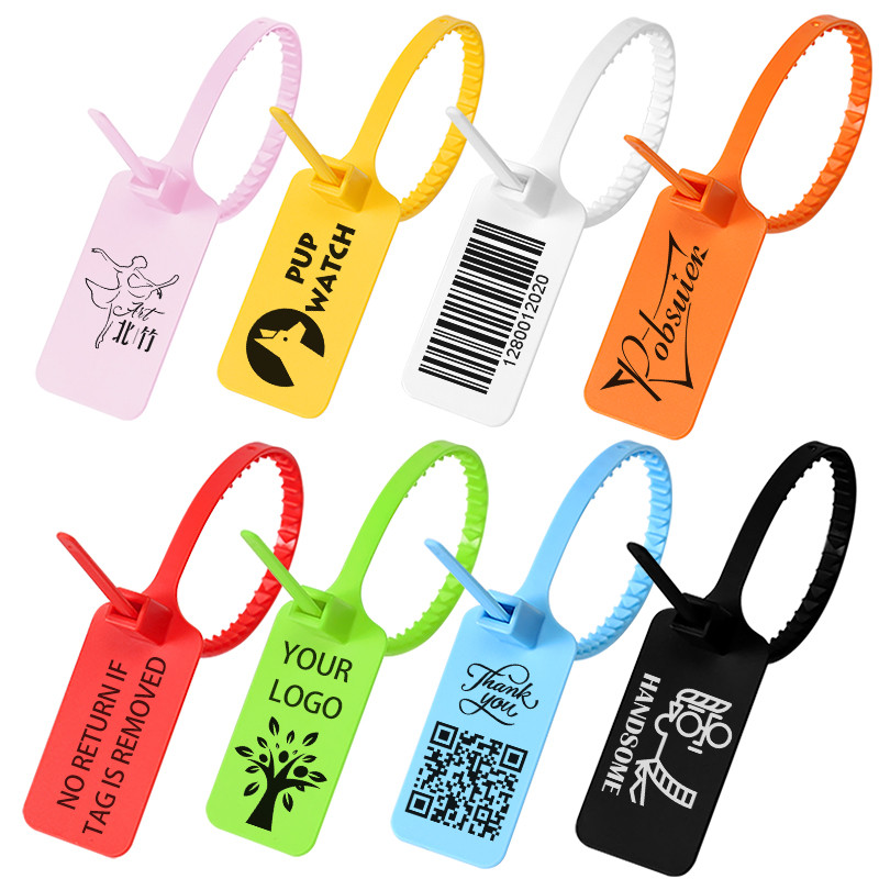 Jual 100 Custom Logo Tag Zip Ties Off Labels White Plastic Security ...