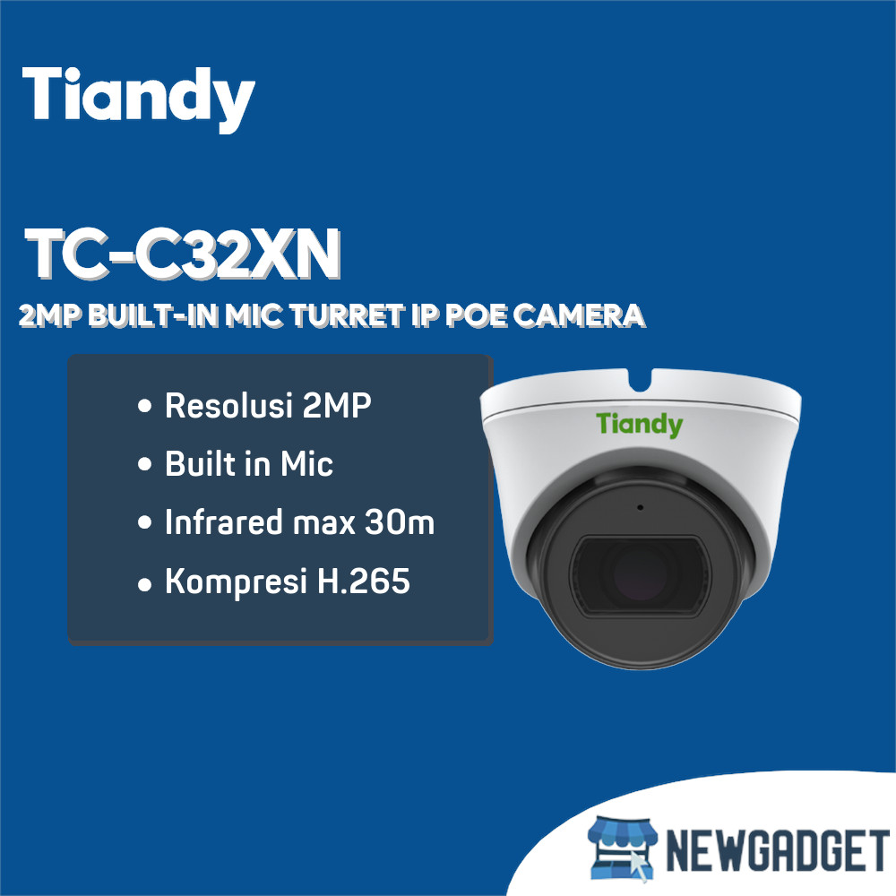 Jual TIANDY TC-C32XN 2MP BUILT-IN MIC TURRET IP POE CAMERA | Shopee ...