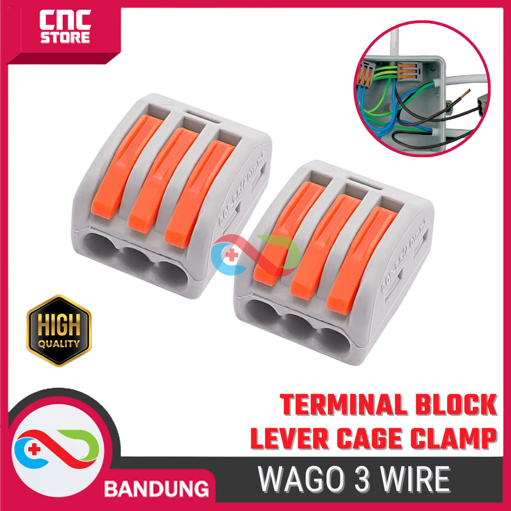 Jual WAGO 3 WIRE TERMINAL BLOCK LEVER CAGE CLAMP | Shopee Indonesia