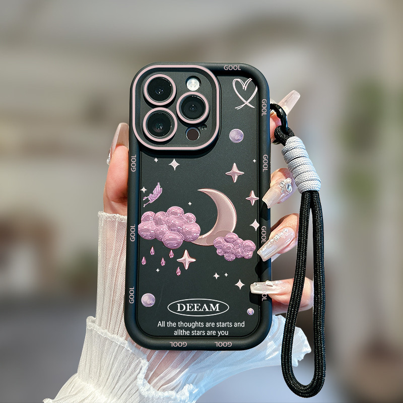 Jual YukiCase Moon Lucu Full Black Untuk iPhone 15 XR 11 13 X 6 7Plus ...