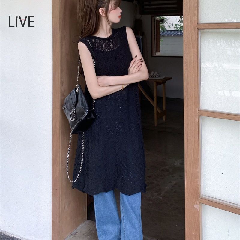 Jual ALIVEF - Rok Tangki Berongga Musim Panas Baju Rajutan Tipis Wanita ...