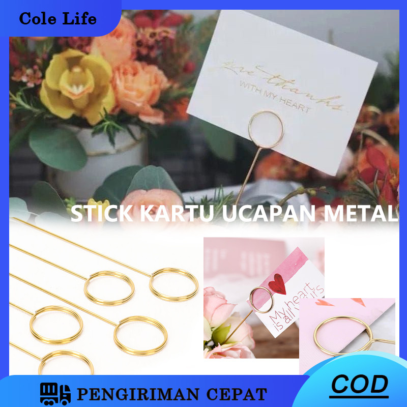Jual 20pcs Stick Kartu Ucapan Metal Besi / Metal Clip Card Florist ...