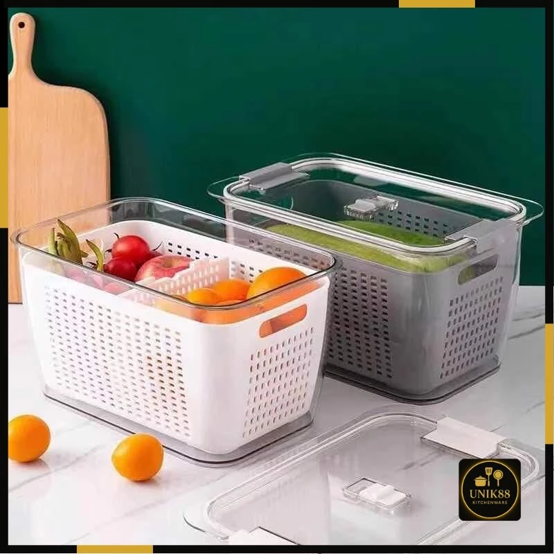 [UNIK88] Rak Kulkas Akrilik Kotak Makanan Box Container Acrylic Sayur Dan Buah | AutoStock