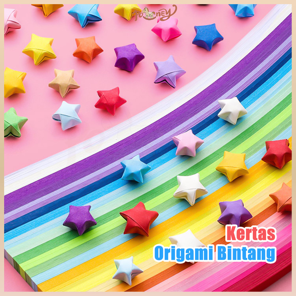 Jual Poney Warna Origami Star Diy Kertas Bintang Warna Warni Craft ...