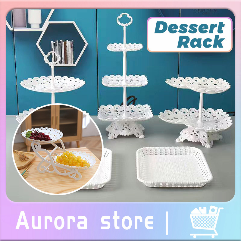 Jual Rak Makan Kue Buah Cake Plate Stand Display / Rak Tingkat 3 Susun ...