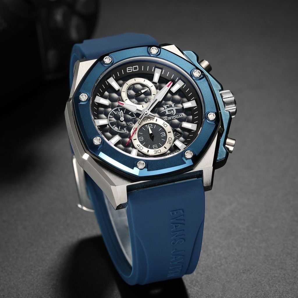 Jual [ DISKON ] Evans Jayden Jam Tangan Pria 9586 Rubber Kaca