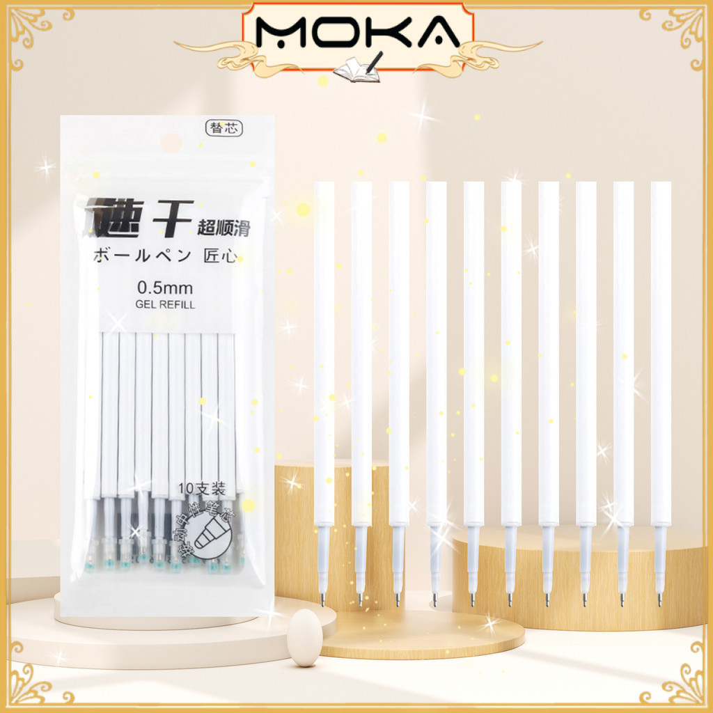 Jual MOKA REFILL GEL PEN ISI 10 PCS DENGAN UJUNG PENA RUNCING YANG ...