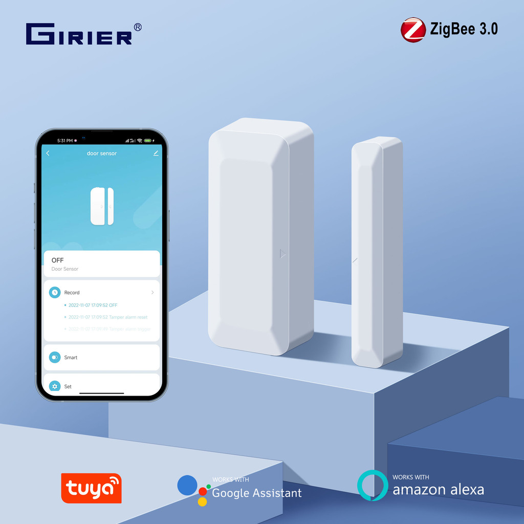 Jual GIRIER Tuya Smart Door and Window Sensor ZigBee Wireless Contact ...