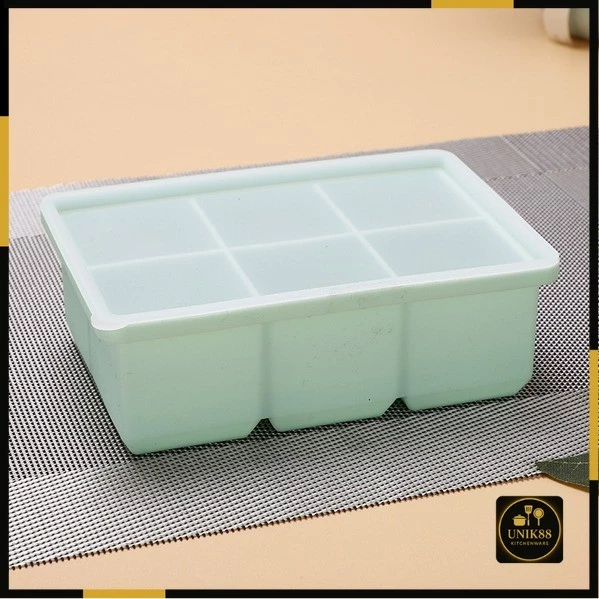 [UNIK88] Cetakan Es Batu MPASI 6 Tray Silicon Silikon Ice Cube Dengan Tutup | AutoStock