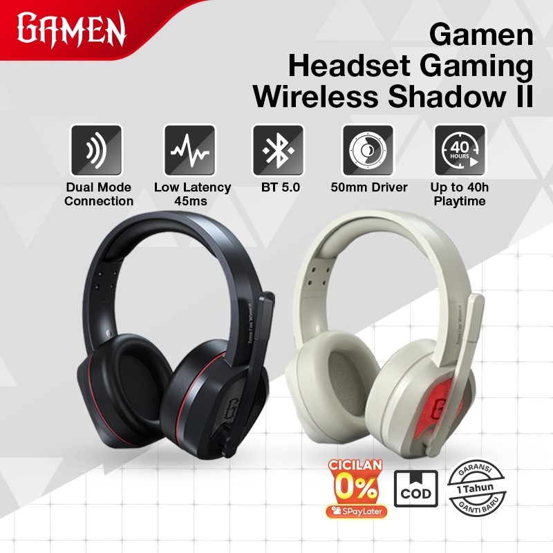 Jual PROMO GAMEN Bluetooth Gaming Headset Wireless Shadow II Powerful ...