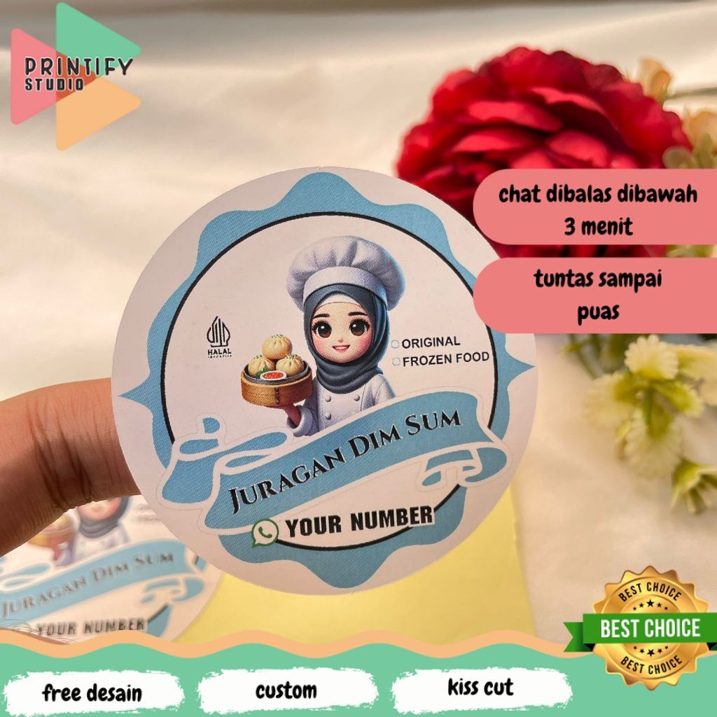 Jual Printify 9-15 Sticker Label Makanan Dimsum Stiker Free Desain ...