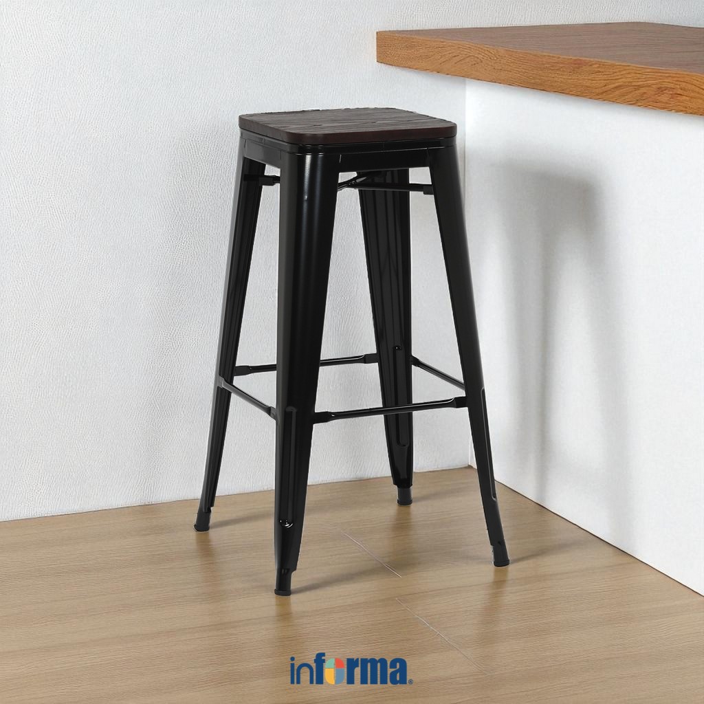 Jual Informa London Bangku Bar Kayu - Hitam Bangku Konter Bangku Tinggi ...
