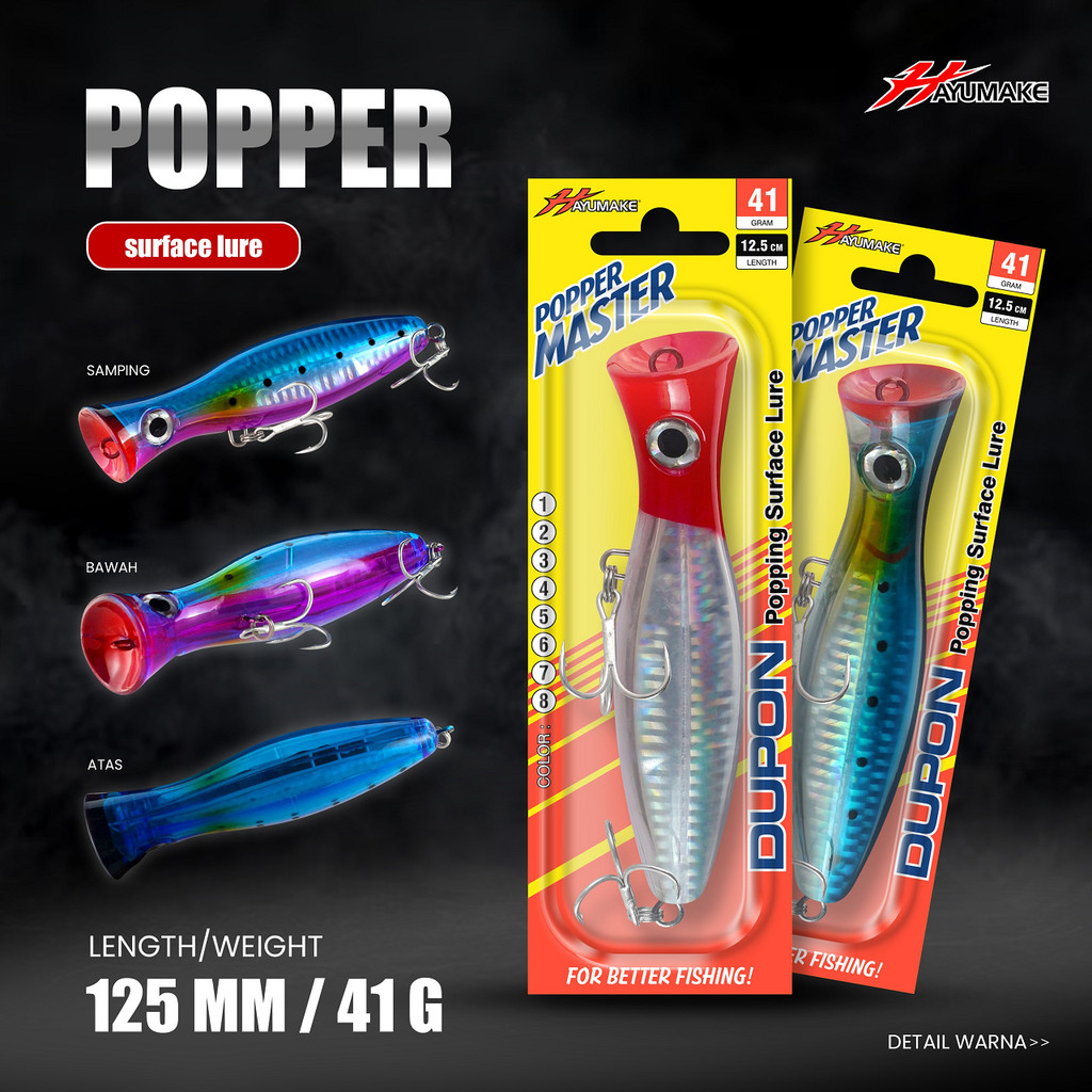 Jual Umpan Pancing Popper | Hayumake Master Popper DUPON Popping Lure ...
