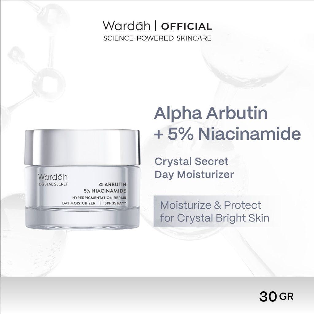 Wardah Alpha Arbutin + 5% Niacinamide Crystal Secret Brightening Day Cream - Pelembab Wajah yang Mencerahkan, Melembapkan