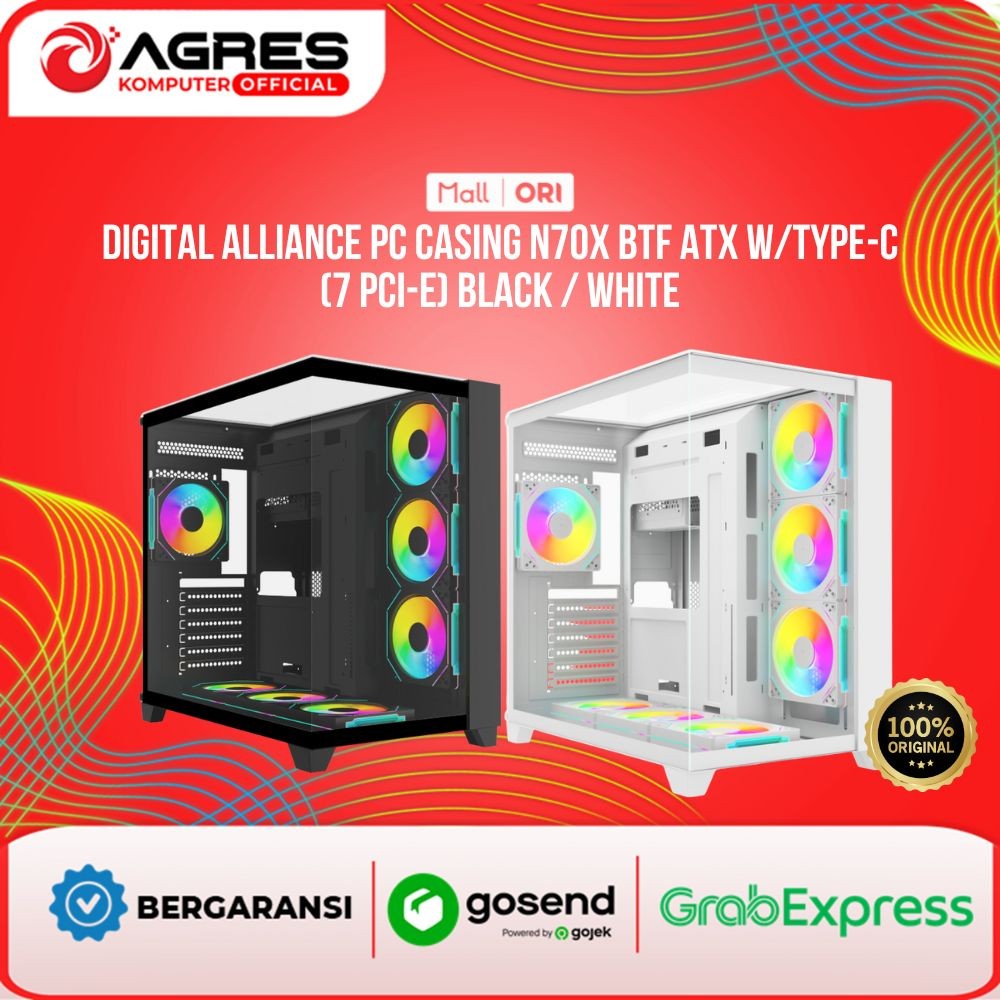 Jual DIGITAL ALLIANCE PC CASING N70X BTF ATX W/TYPE-C NO FAN (7 PCI-E ...