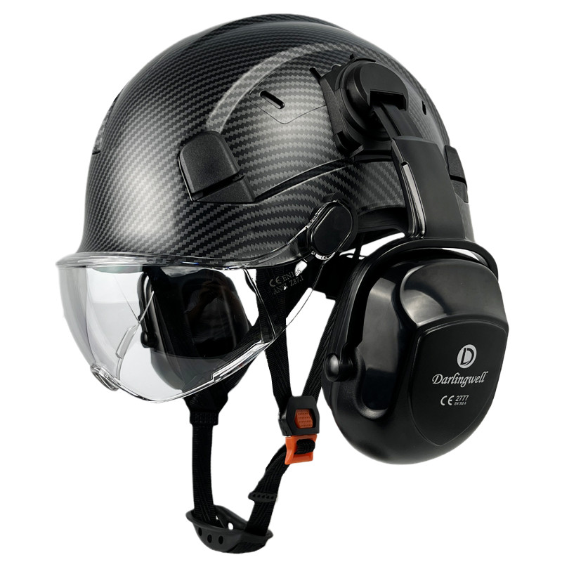 Jual DARLINGWELL Carbon Fiber Pattern Safety Helmet With Visor Engineer ...