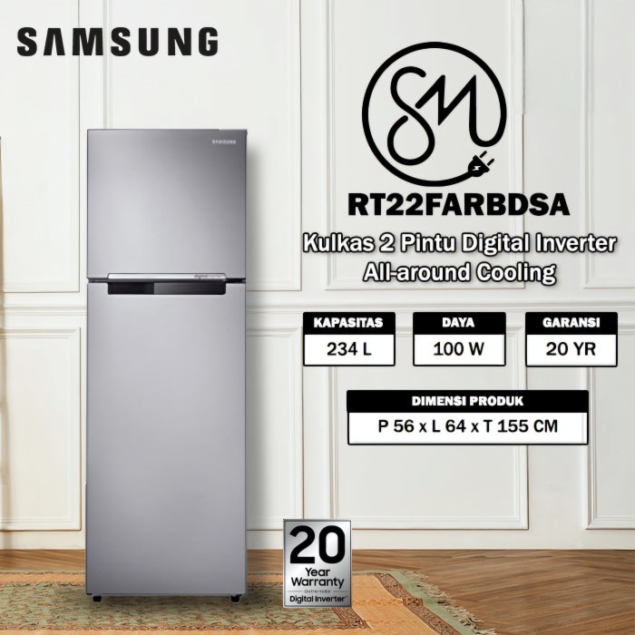 Jual Kulkas Samsung RT22FARBDSA 2 pintu RT22 234 L Digital Inverter No ...