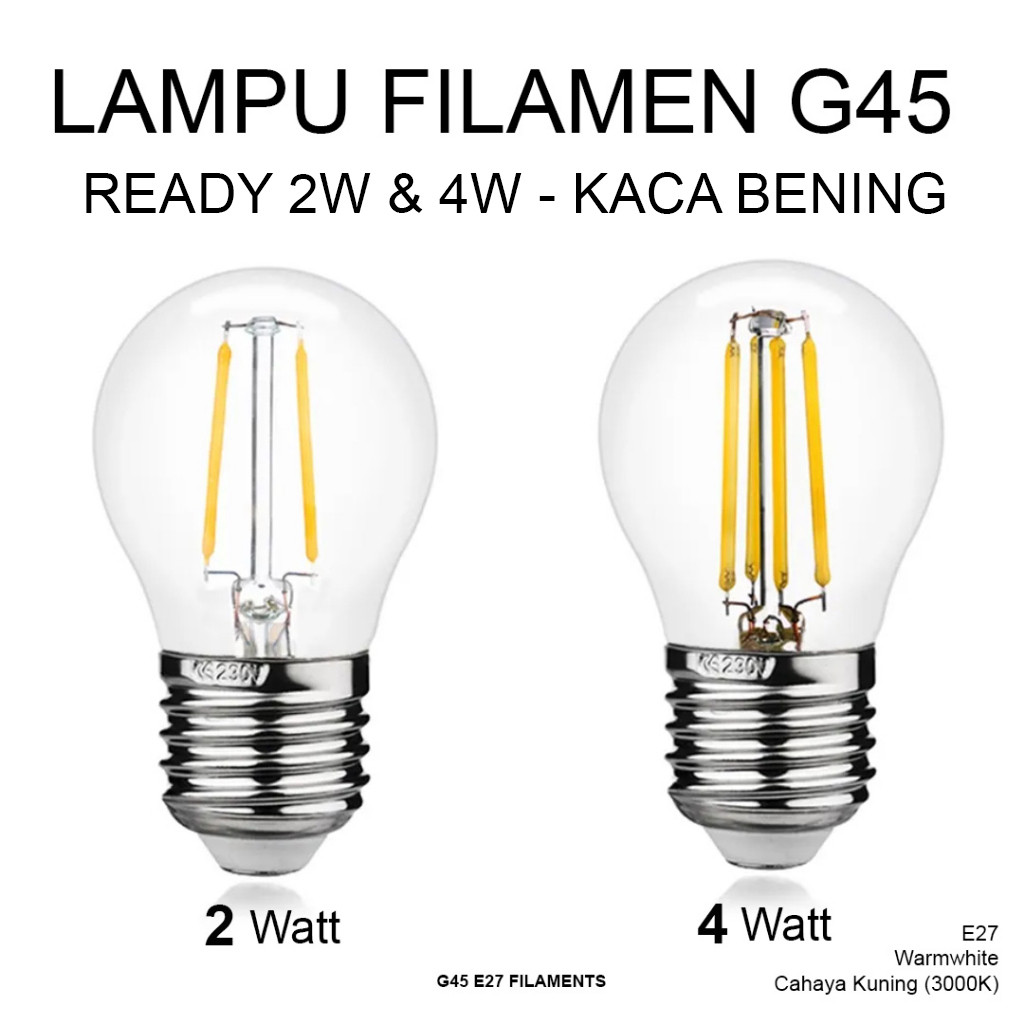 Jual PROMO Lampu LED Filamen G45 4w Kaca Teh E27 Led Filament Edison