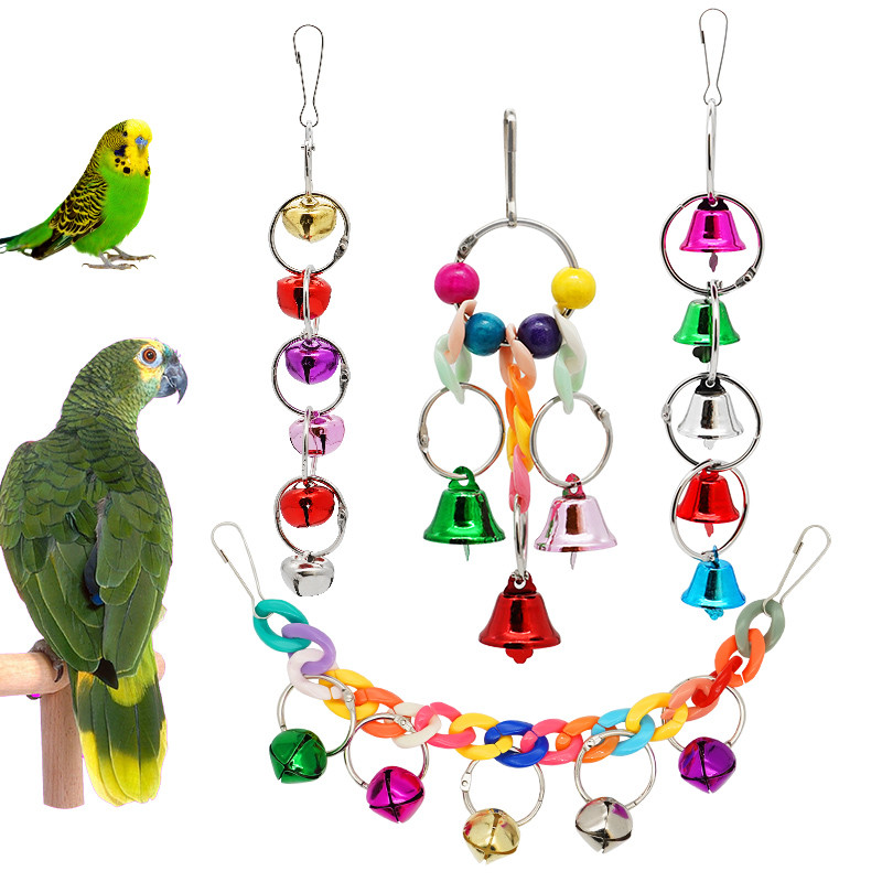 Jual Parrot Bite Toy Bird Ring Bell Parrot Hanging Swing Chain Toy ...