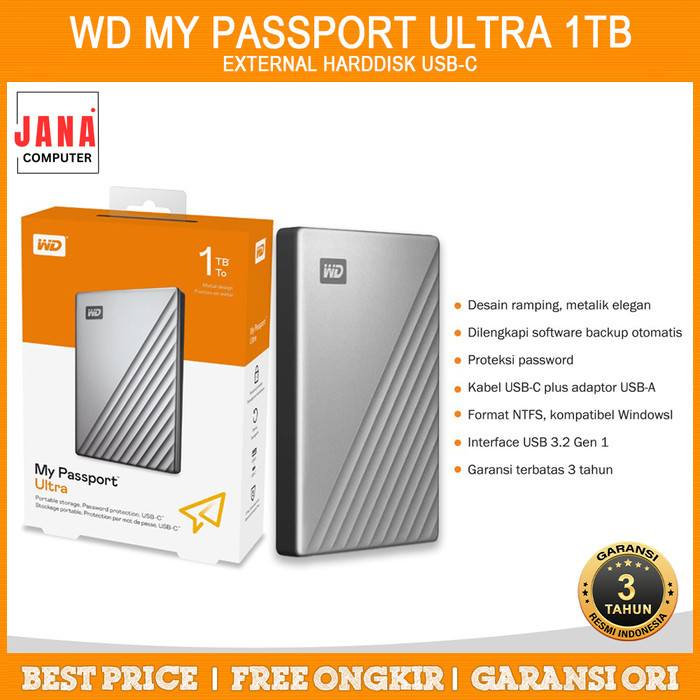 Jual WD My Passport Ultra 1TB - USB Type C Portable Harddisk External 2 ...