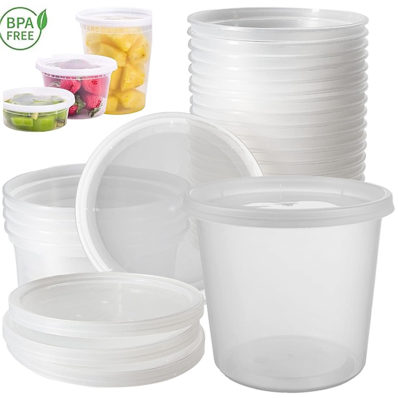 Jual 24Sets Plastic Deli Disposable Food Storage Containers with ...