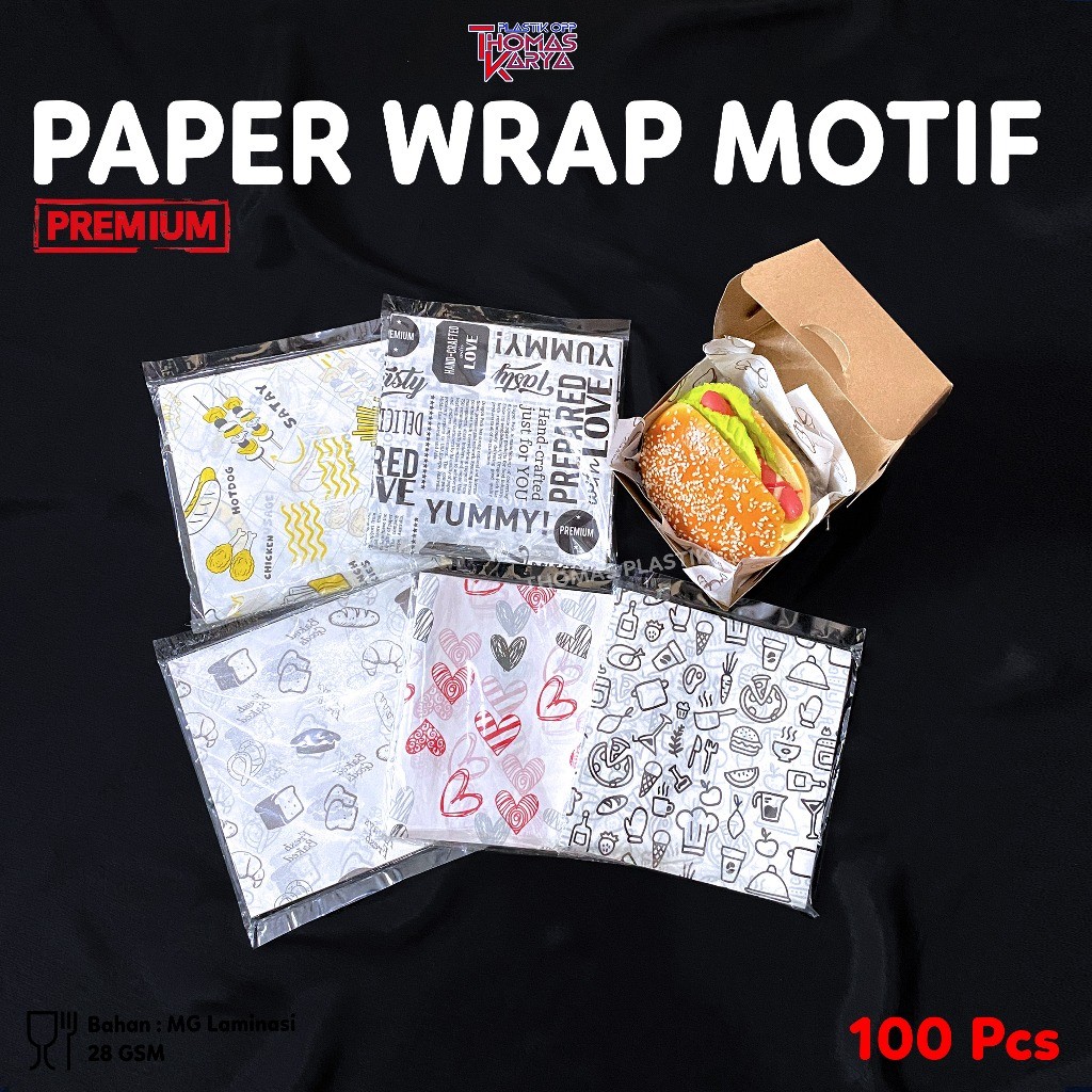Jual Kertas Nasi Motif 15x15 isi 100 Paper Wrap Printing Laminasi Anti ...
