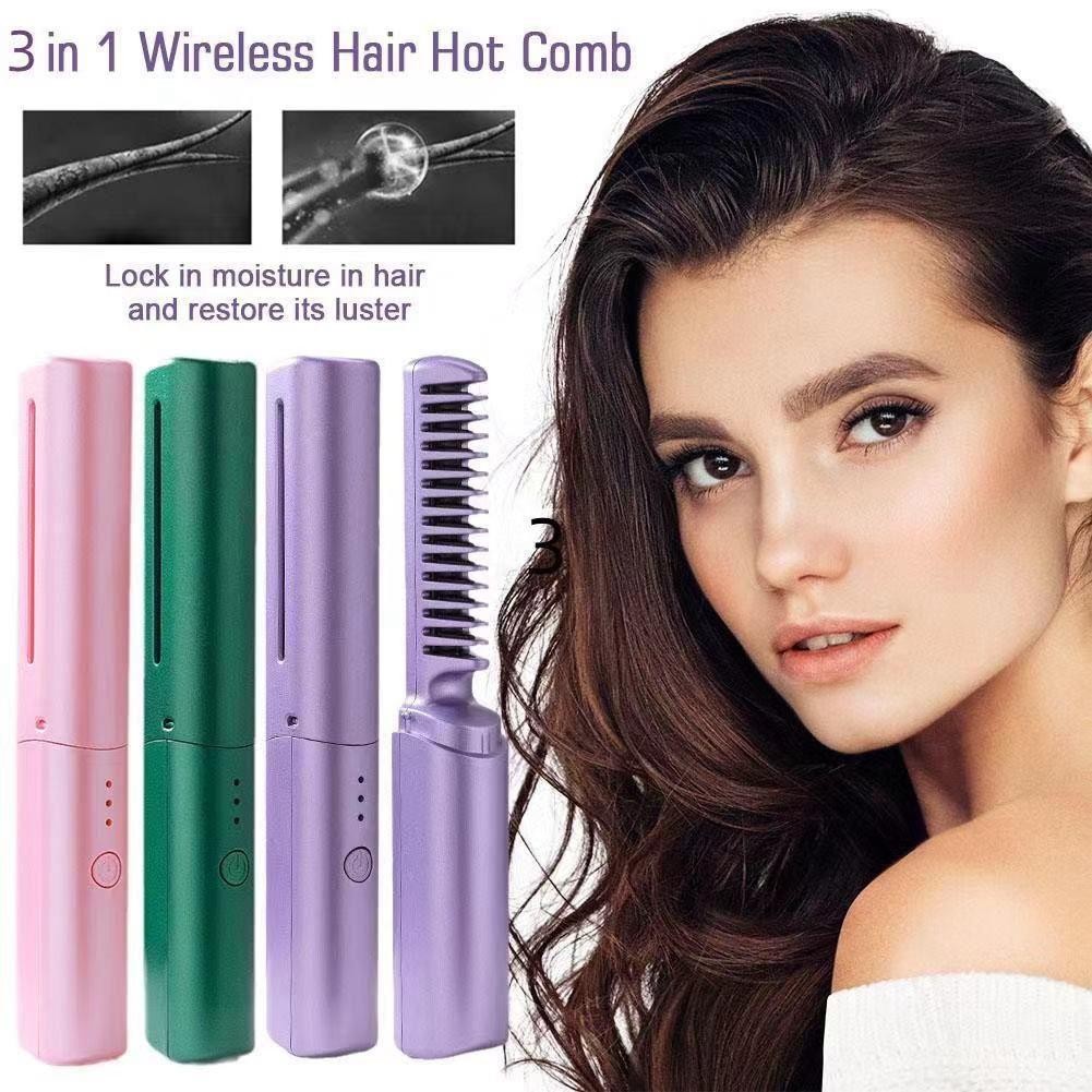 Jual 3in1 Wireless Hair Hot Comb Portable Mini Hair Tools Hair Straight ...