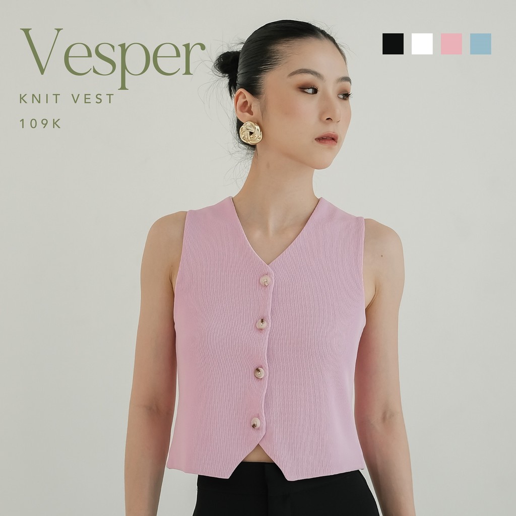 Jual Vesper Knit Vest -- Ocha Wear | Premium Basic Formal Top | Knit ...