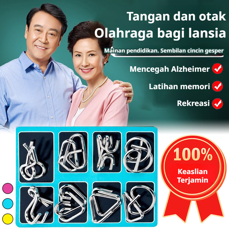 Jual 【COD】Nine Linked Rings Full Set Puzzle Toy Kit Luban Lock Children ...