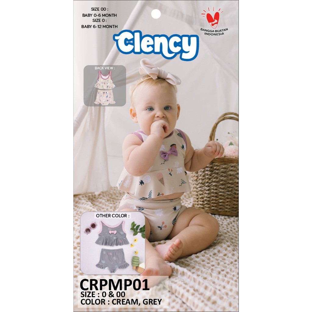 Jual CLENCY-CRPMP010 BAJU RENANG BABY PERMPUAN PRINT GREY | Shopee ...