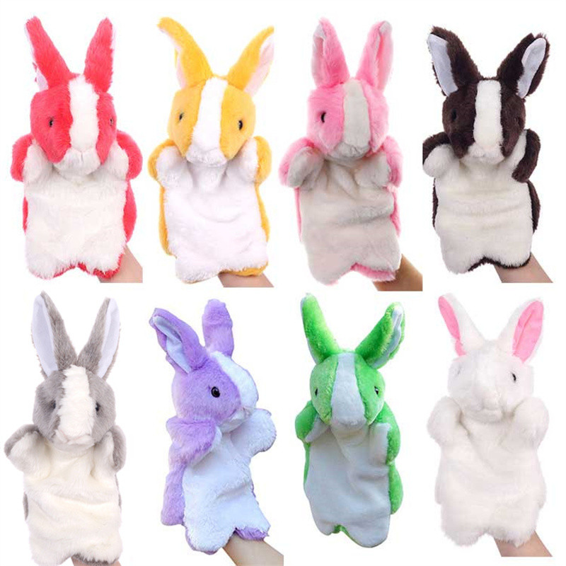 Jual Rabbit Hand Puppet Cartoon Easter Bunny Finger Glove Stuffed ...