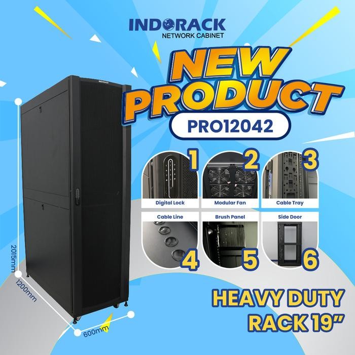 Jual PRO12042 INDORACK 42U Heavy Duty Rack 1200mm Perforated Door 19 ...