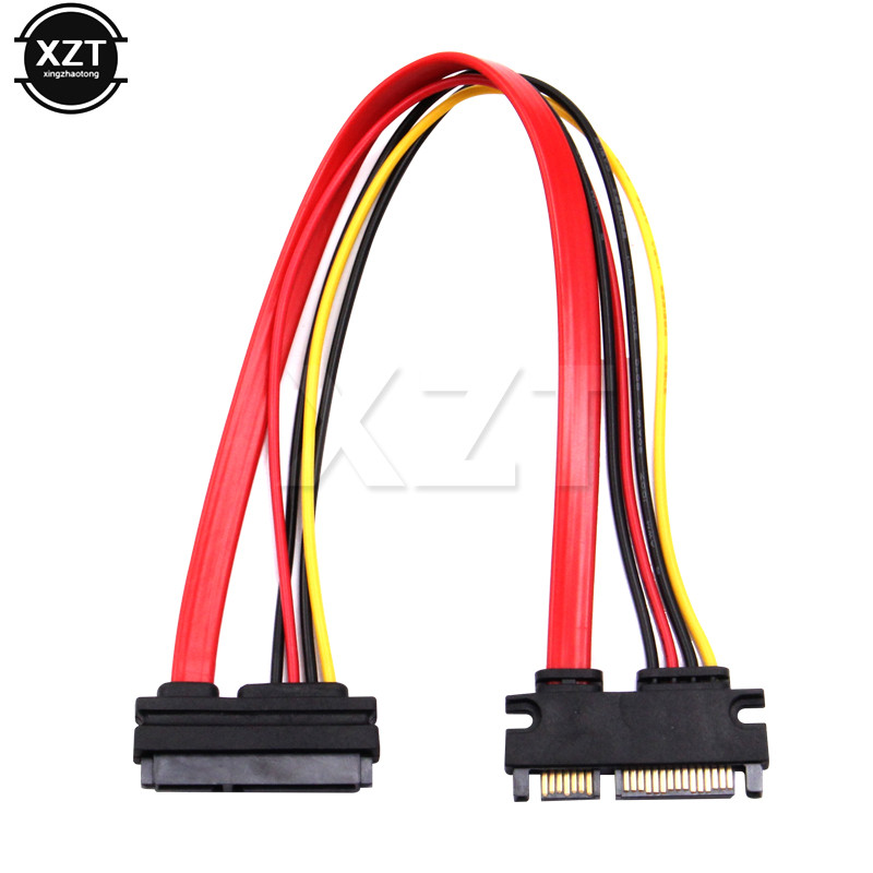 Jual 30cm 22Pin SATA Cable Male to Female 7+15 Pin Serial ATA SATA Data ...