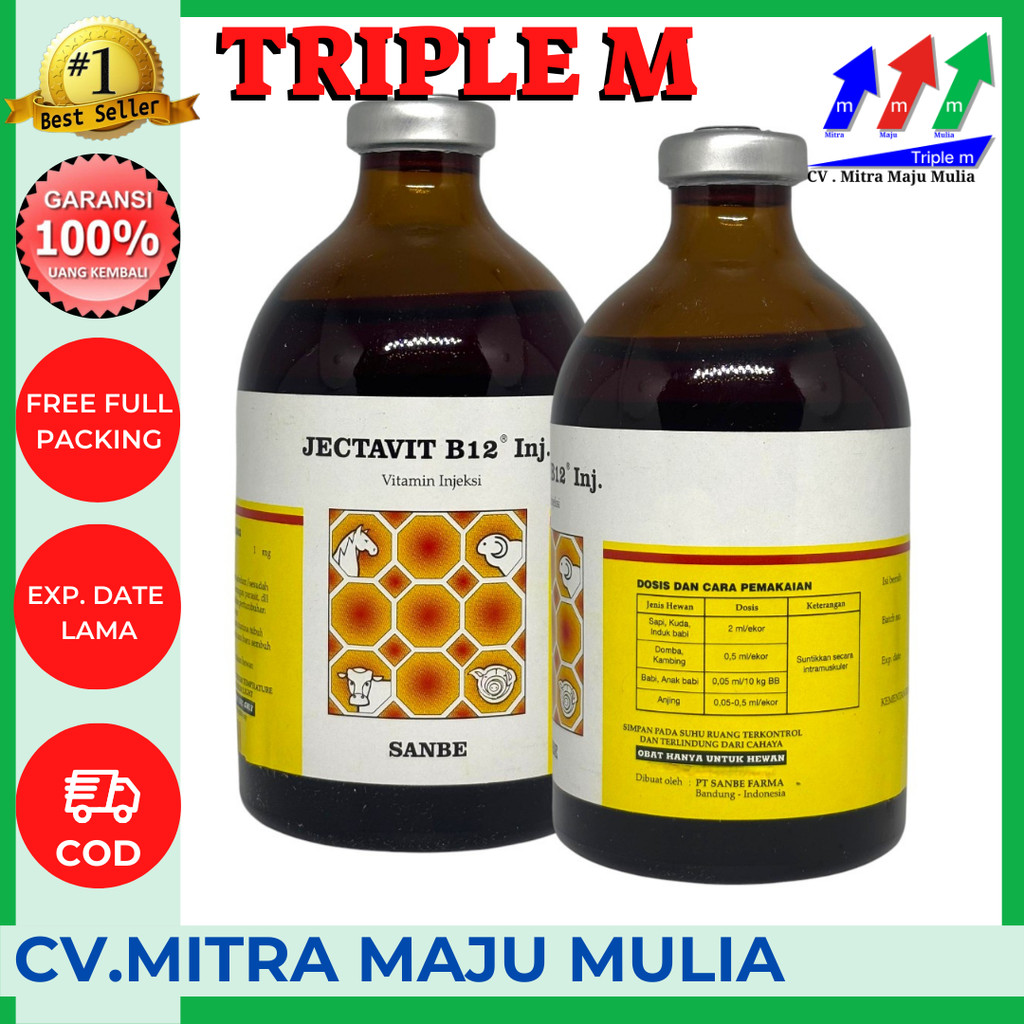 Jual JECTAVIT B12 100 ml Vitamin B12 Injeksi Sapi Kuda Babi Kambing ...
