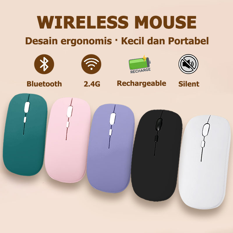 Jual Mouse Bluetooth Rechargeable Wireless Mouse Gaming Mouse Ultra ...