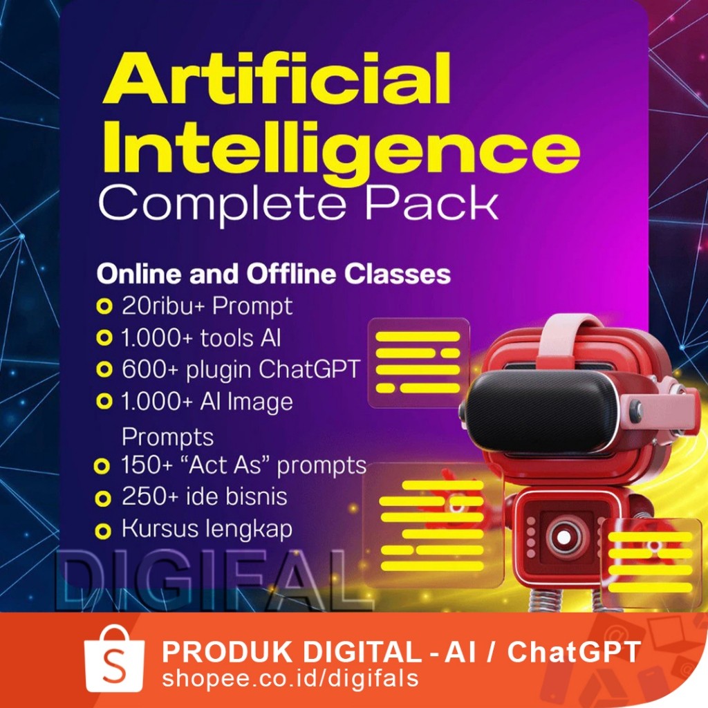 AI Complete Pack – Rahasia Jago Pakai AI dalam Waktu Singkat! Prompt, Image Plugin, Tools & Course