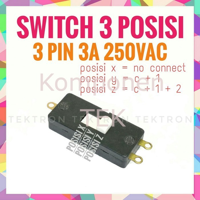 Jual Switch 3 posisi 3pin 3A 250VAC mirip switch hair dryer 3p | Shopee ...