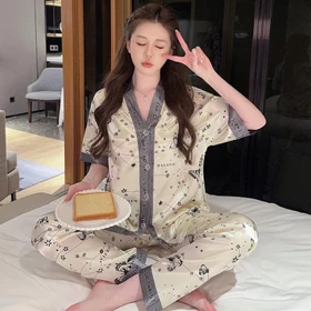 FH Baju Tidur Piyama Pajamas Wanita Baju Tidur Wanita Piyama Satin Wanita Dewasa Import Full