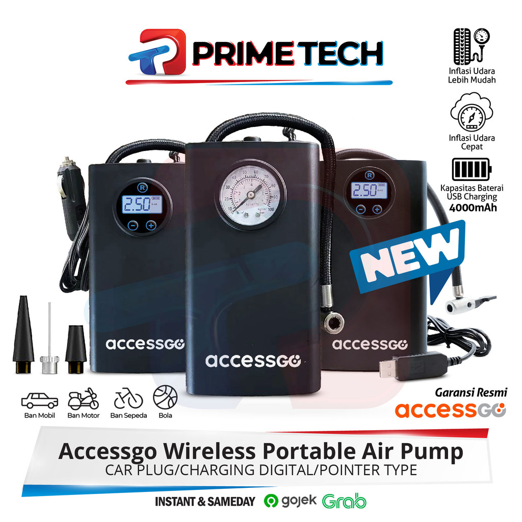 Jual Pompa Ban Elektrik Udara Portable Air Pump dengan Automatic Stop ...