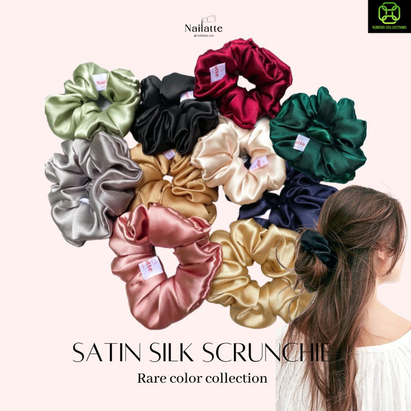 Jual Ikat rambut scrunchie korea ikat rambut jumbo hijab bahan satin ...