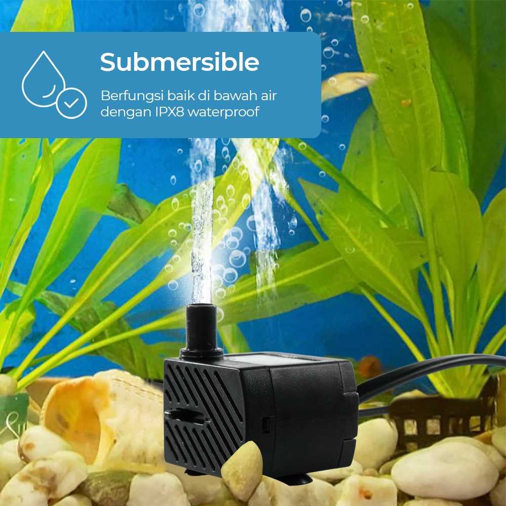 Jual Pompa Air Aquarium Ikan Waterproof IPX8 Submersible Pump Fish Tank ...