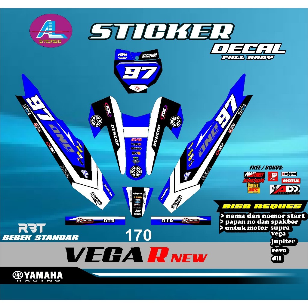 Jual Sticker RBT STRIPING MOTOR DECAL VEGA R NEW FULL BODY MOTOR RBT ...