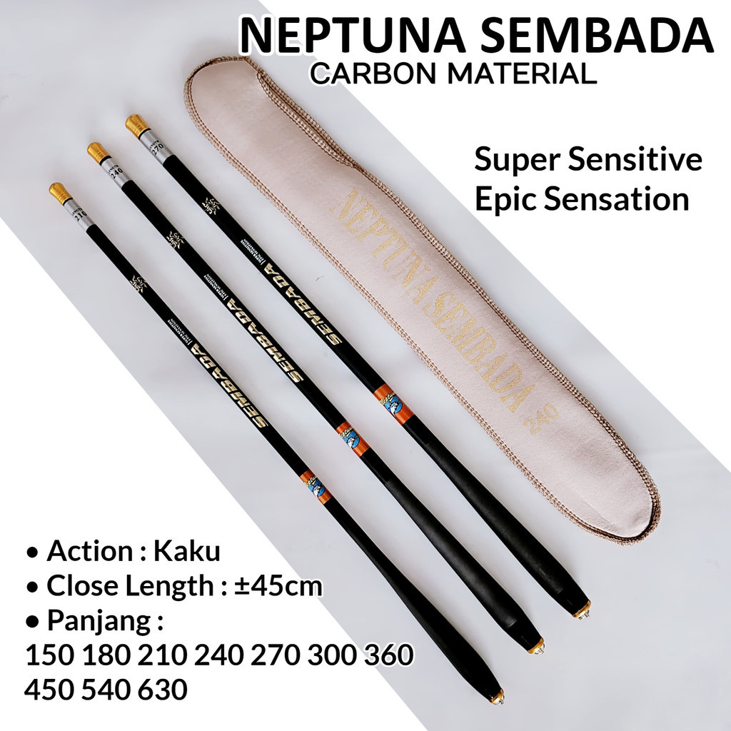 Jual Neptuna Sembada 150 180 210 240 270 Joran Tegek Carbon Ruas Pendek ...