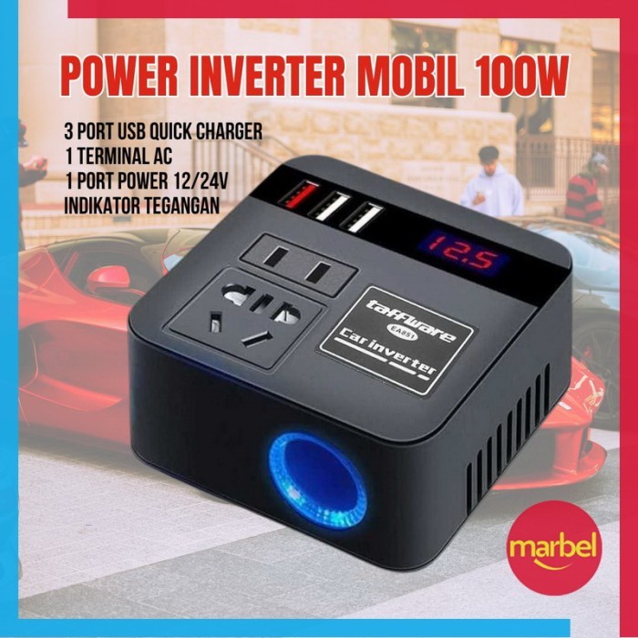 Jual Power Inverter Mobil Konverter DC ke AC 3 Port USB 1 Terminal ...