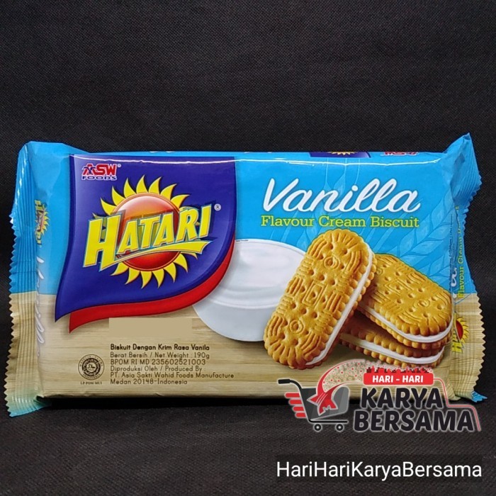 Jual ASW BISKUIT HATARI VANILLA FLAVOUR CREAM 190GR | Shopee Indonesia