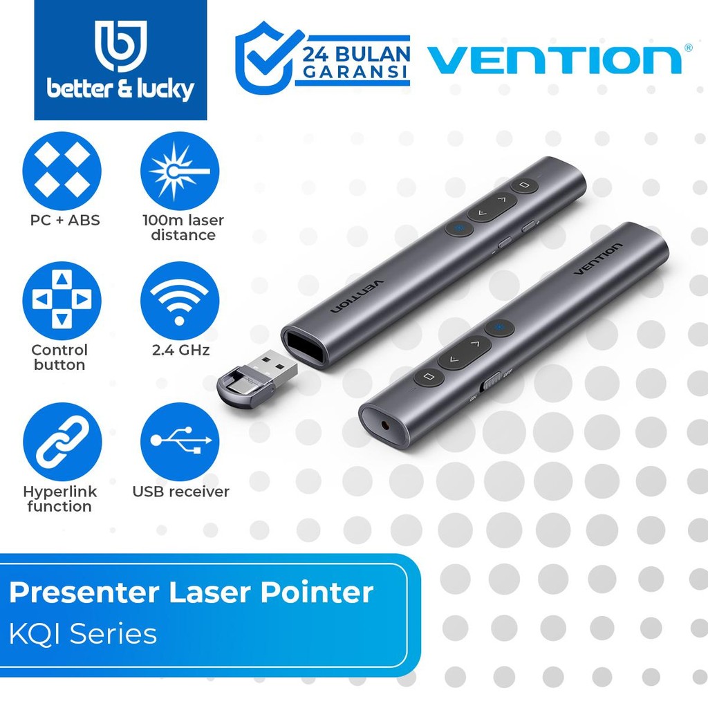 Jual VENTION KQI Wireless Presenter Red Laser Pointer 2.4GHz Battery ...