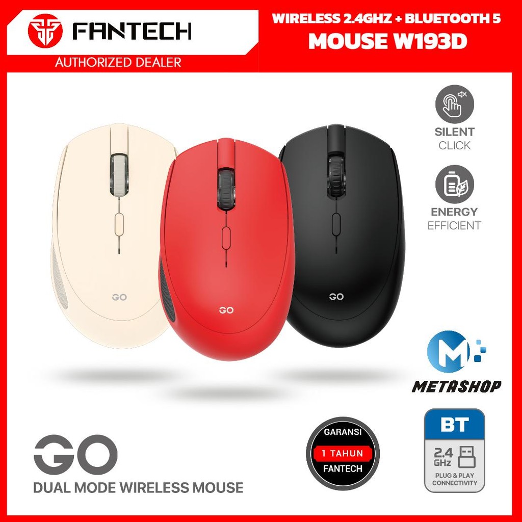 Jual FANTECH GO W193D Wireless 2.4ghz + Bluetooth 5 Mouse Dual Mode ...