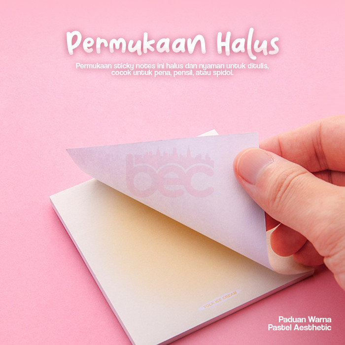 Jual [BEC] Sticky Notes Gradasi Warna Aesthetic Lucu Polos 50 Lembar ...
